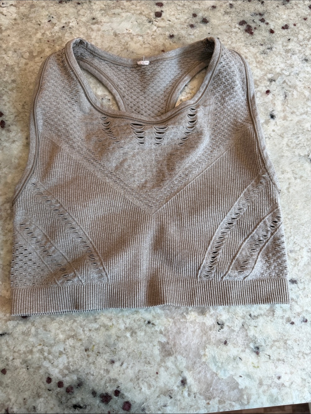 ALO Yoga Taupe Seamless Knit Crop Tank
